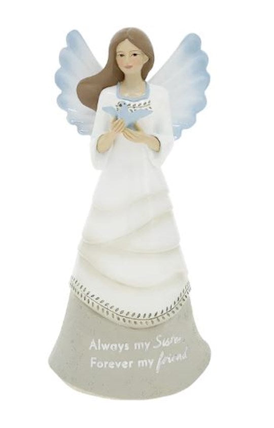 Figurine-Wings of Comfort-Angel with Bird-Sister (6.5")