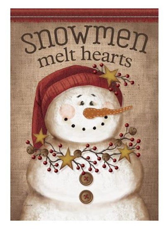 Flag-Garden-Durasoft-Snowman Melt Hearts (12.5" x 18")