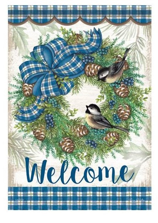 Flag-Garden-Durasoft-Blue Winter Wreath (12.5" x 18")