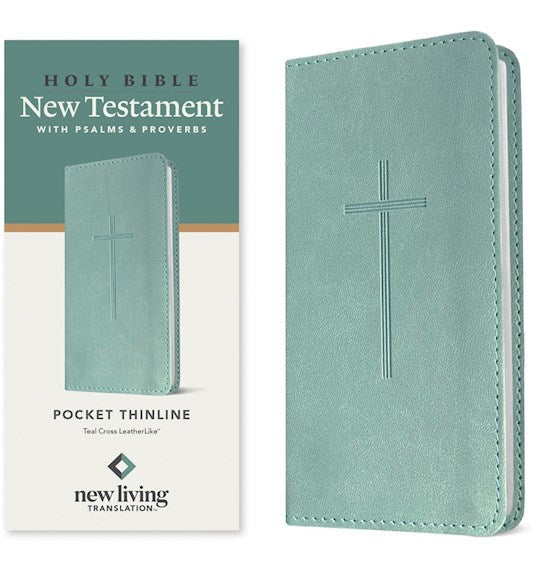 NLT Pocket Thinline New Testament With Psalms And Proverbs-Teal Cross LeatherLike
