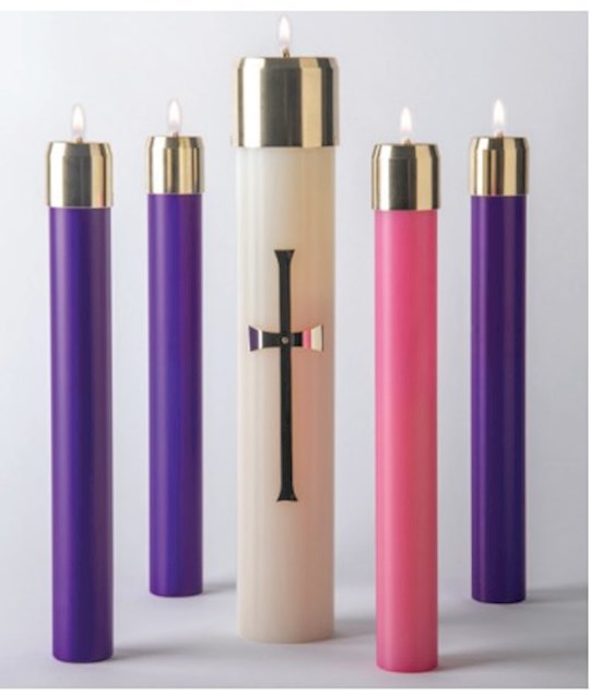 Advent Candle-Refillable-3 Purple/1 Rose (7/8" x 12") (Pack Of 4)