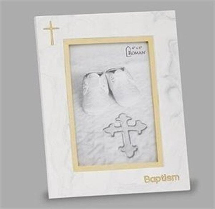 Frame-Baptism-Marble (Holds 4" X 6" Photo) (8.5"H)