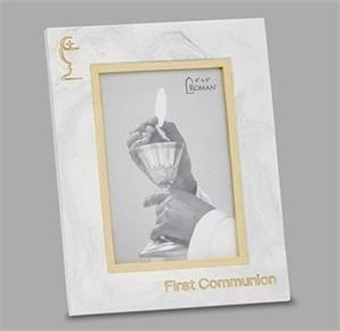 Frame-Communion-Marble (Holds 4" X 6" Photo) (8.5"H)