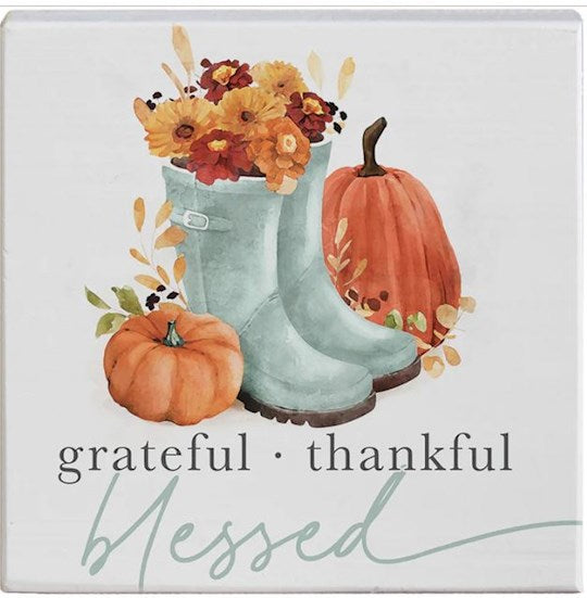Small Talk Square-Grateful Thankful Blessed/Fall Boots (5.25" X 5.25")