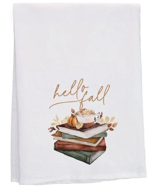 Tea Towel-Hello Fall/Books &amp; Coffee (29" X 29")