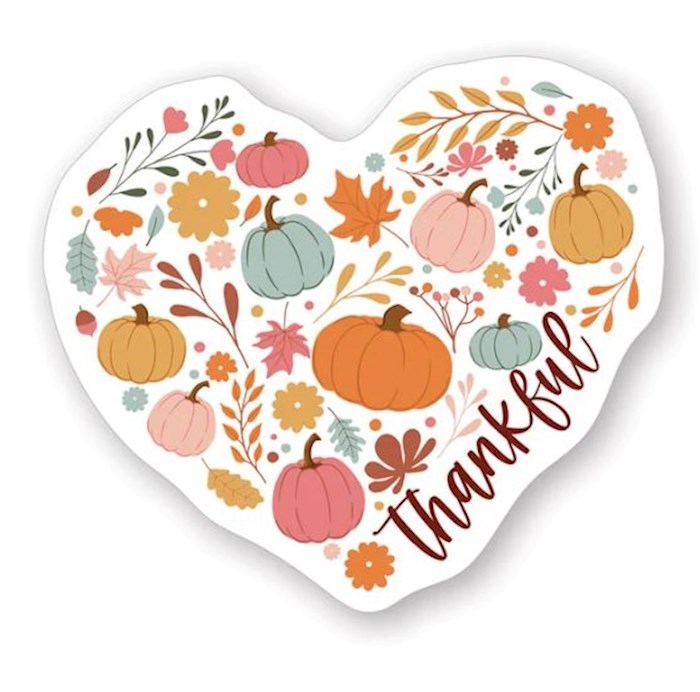 Sticker-Thankful/Colorful Fall Heart (2.5" x 3.25") (SHIPPING SEP 2026)