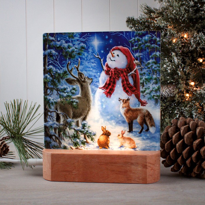 Night Light/Plaque-Heaven and Nature Sing LED w/Wood Base (7" H)