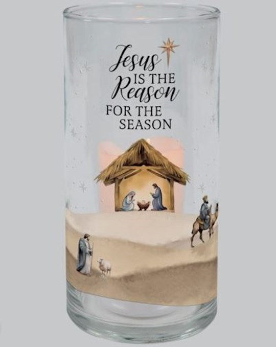 Hurricane Candle-Flameless Flicker-Nativity w/ Timer (7.25" x 3.5") (SHIPPING SEP 2026)