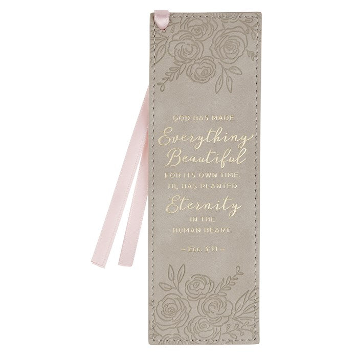 Bookmark Faux Leather Taupe Everything Beautiful Ecc. 3:11