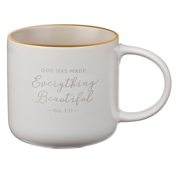 Mug-Everything Beautiful (Eccessiastes 3:11)-White Taupe Ceramic