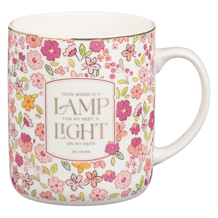 Mug-Your Word Is A Lamp for My Feet (Psalm 119:105)-Pink Floral Ceramic