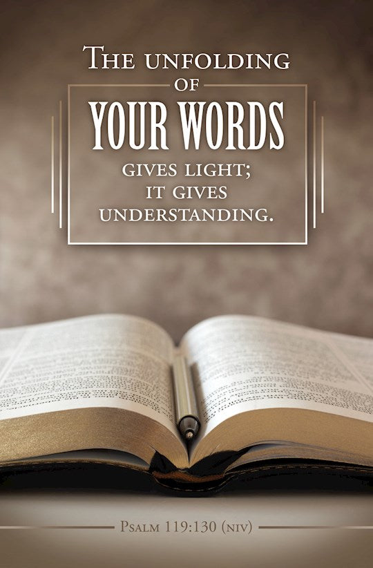 Bulletin-General-The Unfolding Of Your Word Gives Light Ps 119:130 NIV (Pack Of 100)