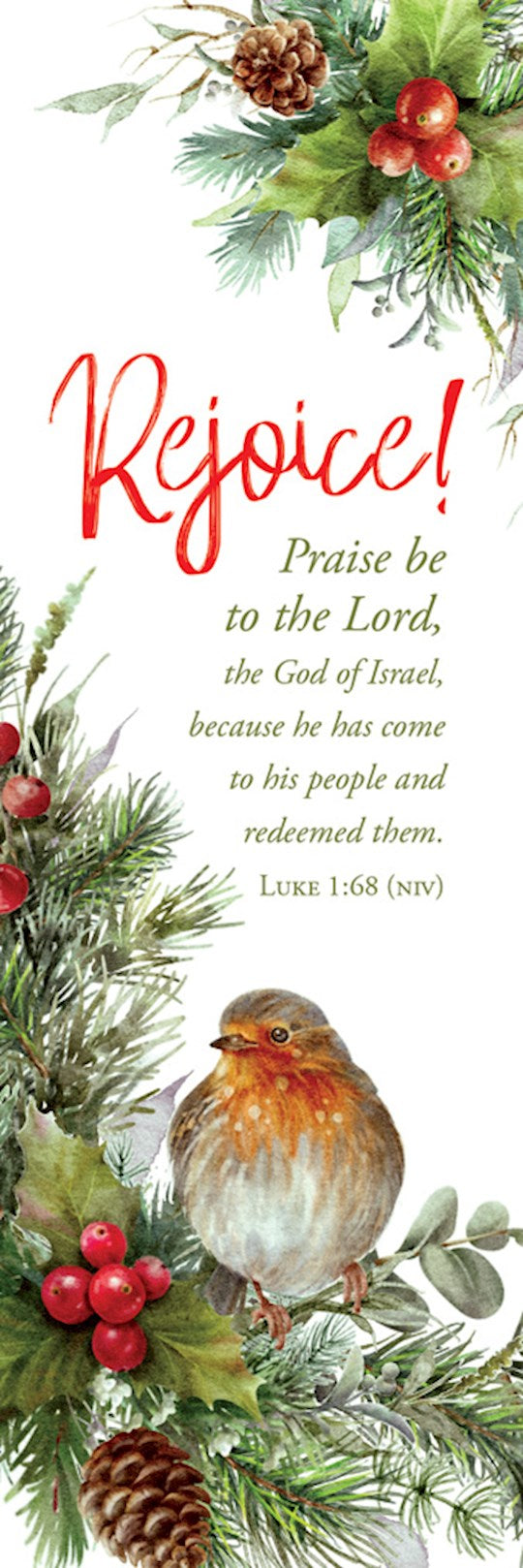 Bookmarks-Adults-Christmas-Rejoice! Luke 1:68 NIV (Pack Of 25)