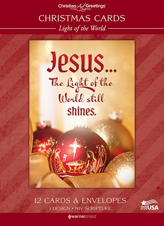 Boxed Cards-Solid-Christmas-Light Of The World John  3:19 NIV (Box of 12)