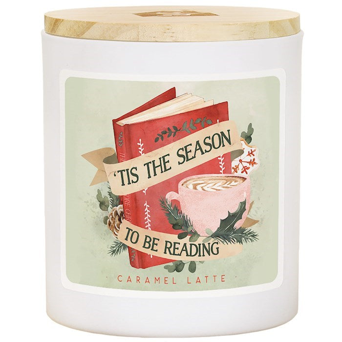 Candle-Tis The Season To Be Reading-Caramel Latte Scent (11 oz Soy-2 Wick)