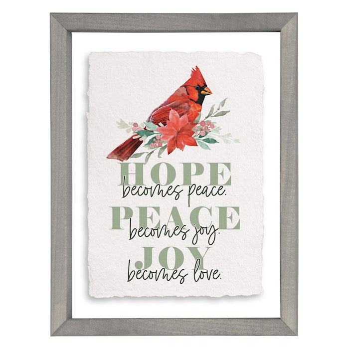 Floating Art Rectangle-Hope Peace Joy/Cardinal (11.25" x 14")