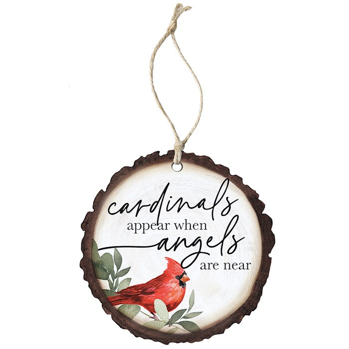 Ornament-Cardinals Appear When Angels Are Near (4" x 7.5")-Wood
