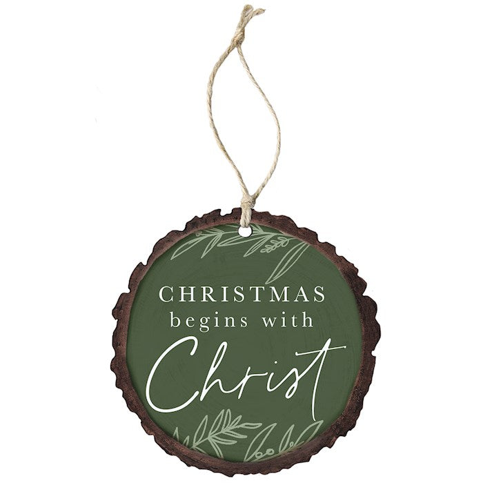 Ornament-Christmas Begins With Christ (4" x 7.5")-Wood