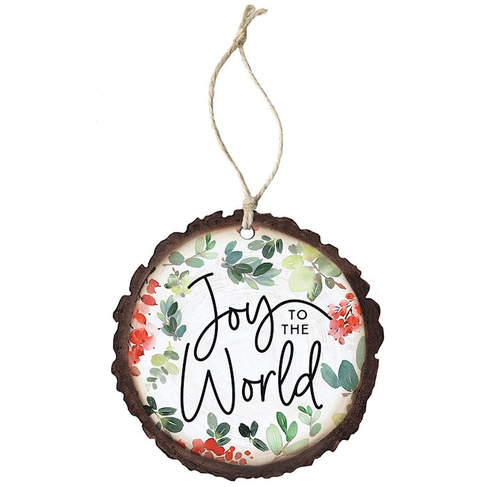 Ornament-Joy To World/Holly (4" x 7.5")-Wood