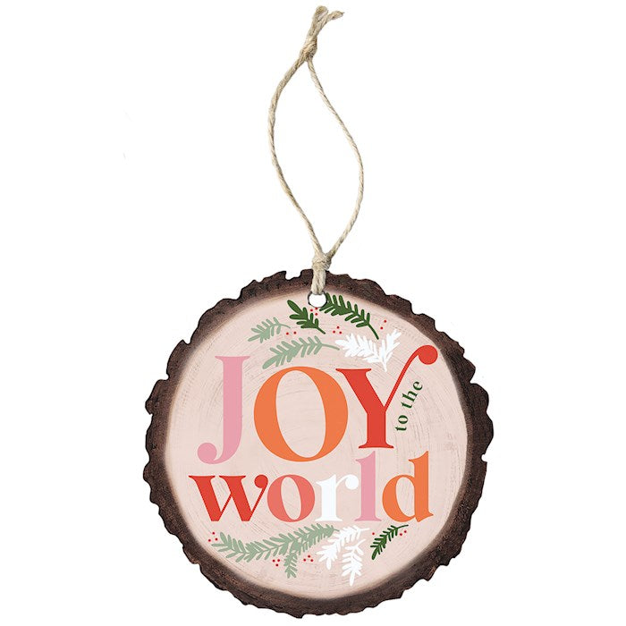 Ornament-Joy To The World-Pink (4" x 7.5")-Wood
