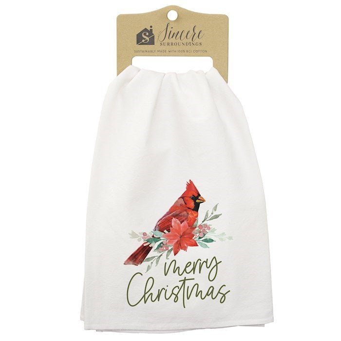 Tea Towel-Merry Christmas/Cardinal (29" x 29")