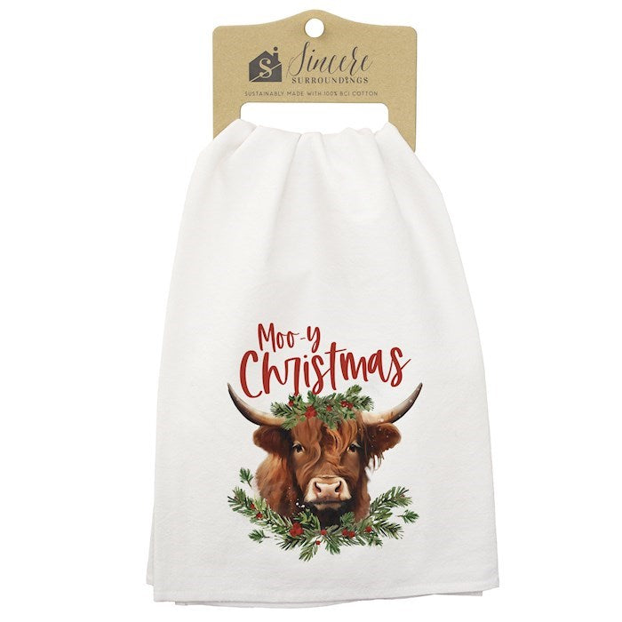 Tea Towel-Moo-y Christmas (29" x 29") (SHIPPING SEP 2026)