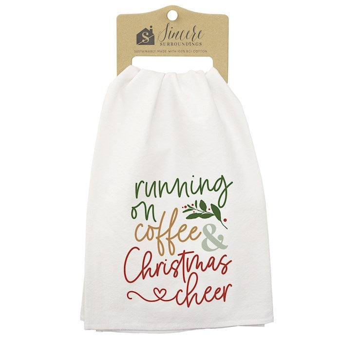 Tea Towel-Running On Coffee Christmas Cheer (29" x 29")