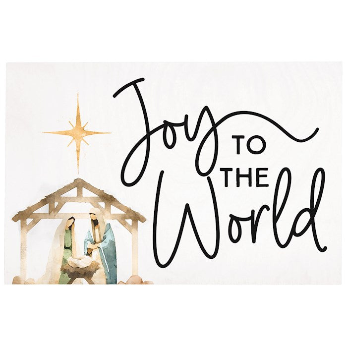 Wooden Postcard-Joy World Nativity (4" x 6")