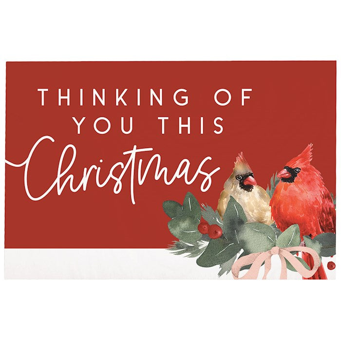 Wooden Postcard-Thinking Christmas Cardinals (4" x 6")