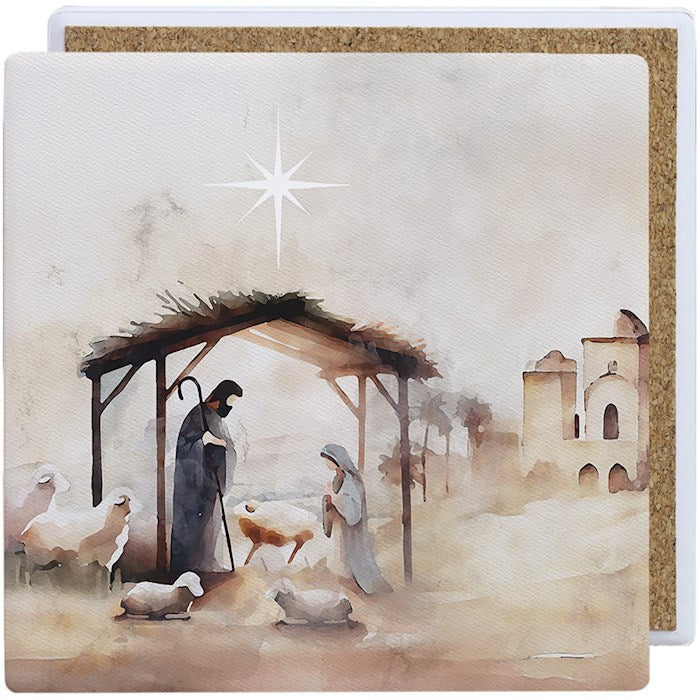 Coaster-Bethlehem Nativity-Ceramic (3.75" x 3.75")