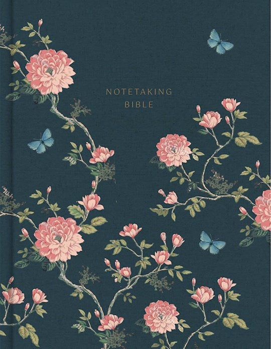 CSB Notetaking Bible (Expanded Reference Edition)-Navy/Floral Cloth Over Board