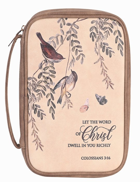 Bible Cover-Let the Word of Christ-Brown-Large (Suede)