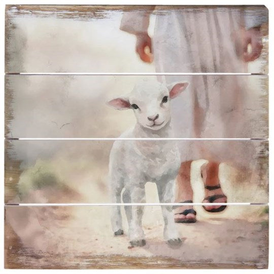 Petite Pallet-Lamb Walking on Path (8" x 8") (SHIPPING SEP 2026)