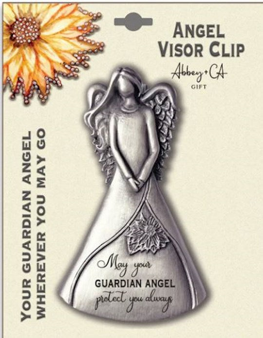 Visor Clip-Angel-May Your Guardian Angel Protect You Always-Carded (3 3/8" x 2")