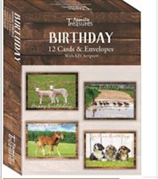 Boxed Card-Birthday-Animal Friends (Pack Of 12)