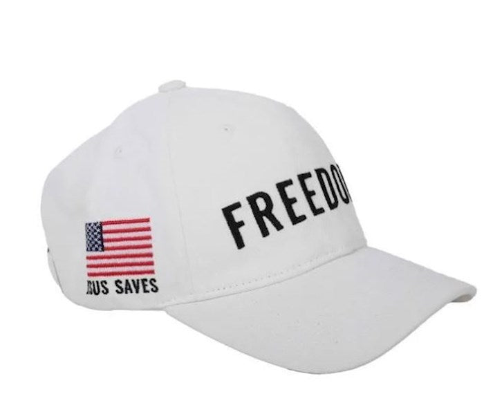 Cap-Freedon-Jesus Saves-White/Black