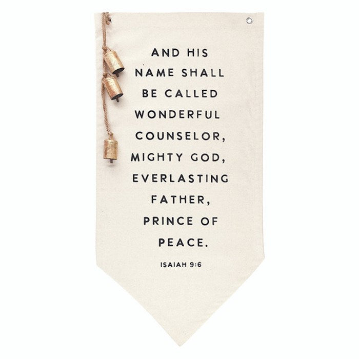 Banner-And His Name Shall Be Called...w/Gold Bells (28" x 14")
