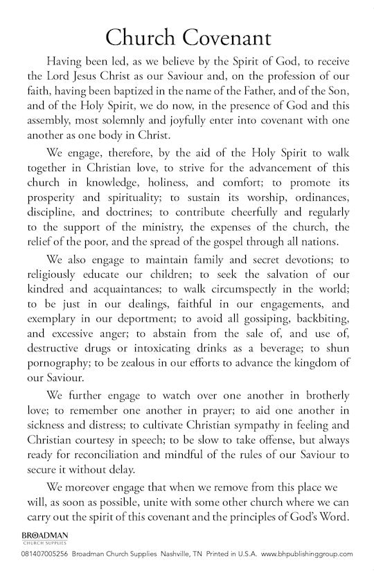 Card-Church Covenant-Pocket Card (Pack Of 100)