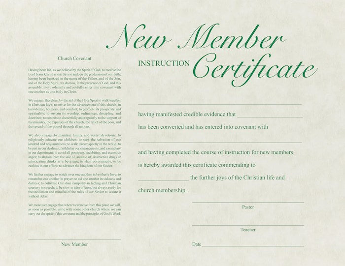 Certificate-New Member Instruction (Parchment) (8-1/2" x 11") (Pack Of 6)