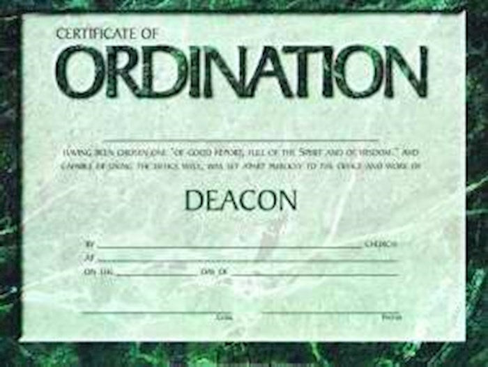 Certificate-Ordination-Deacon (Green Parchment) (8-1/2" x 11") (Pack of 6)