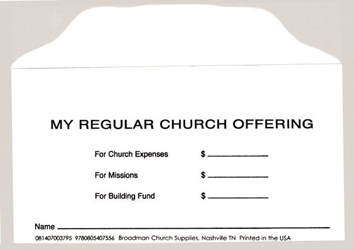 Offering Envelope-My Regular Church Offering 3 Fund Weekly (No. 3 Size) (Pack Of 100)