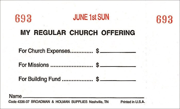 Offering Envelope-My Regular Church Offering 3 Fund Weekly w/o Six Point System (No. 3 Size) (Pack Of 53)