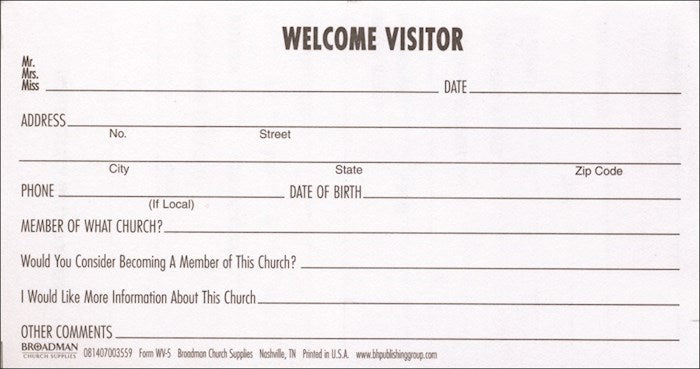 Visitor Card-Welcome Visitor (