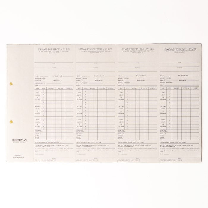 Finance-Individual Stewardship Record &amp; Report w/IRS Statement (Form SR-11) (Pack Of 100)