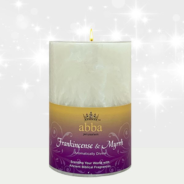 Candle-Frankincense &amp; Myrrh-White 3x4