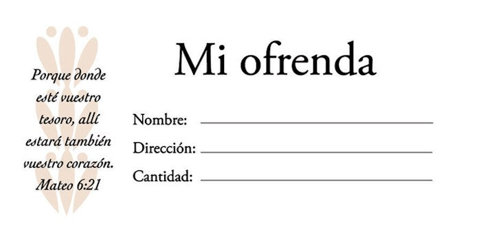 Sobre de Ofrenda-Mi Ofrenda (Offering Envelope-My Offering (Pack Of 100)
