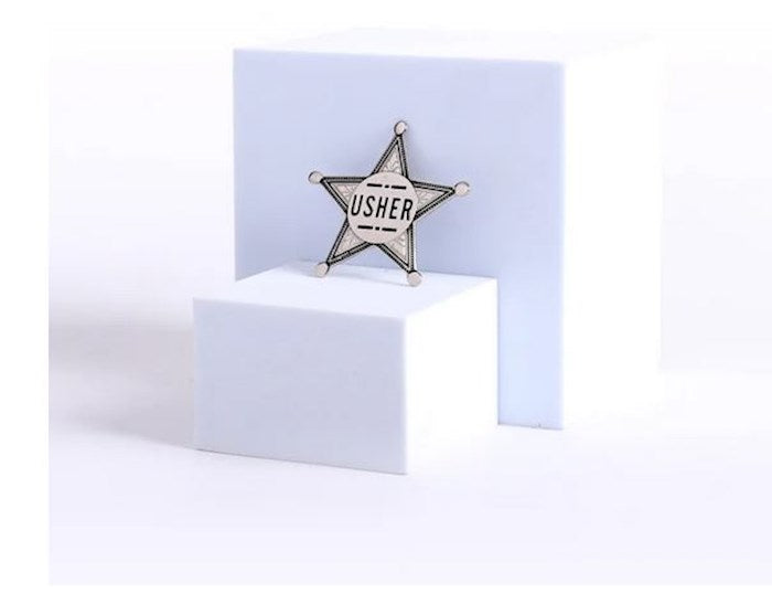 Badge-Usher-Magnetic (2" Silver Star)-Metal