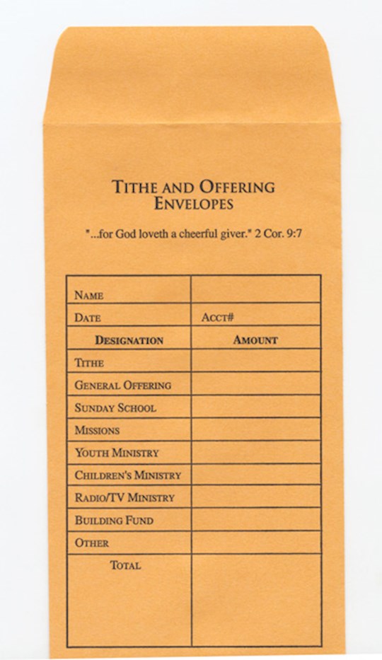 Offering Envelope-Tithe &amp; Offering (Bill-Size)-Goldenrod (Pack Of 100)