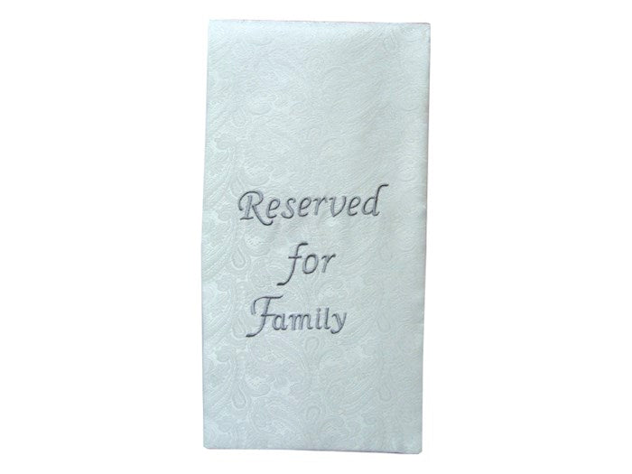 Pew Sash-Reserved For Family-White/Silver