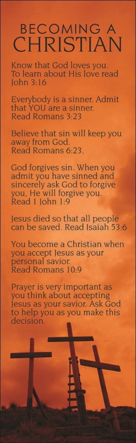 Bookmark-Becoming A Christian/KJV (Crosses) (Pack Of 25)